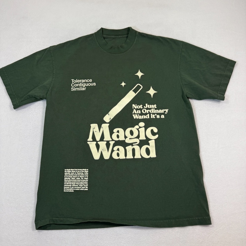 Magic Wand‎ Shirt Men Xl Green Pullover Crewneck Puff Print